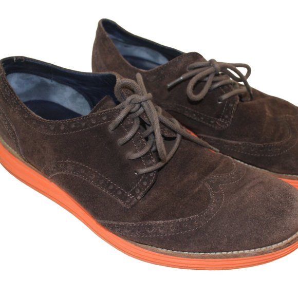 Cole Haan Other - Cole Haan Lunar Grand Brown Orange Oxford Wingtip Suede Dress Shoe Men Size 11.5